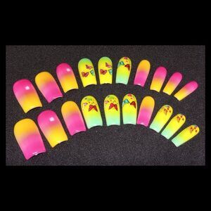 Hard Gel Butterfly Press On Nail Art Set